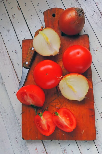 Tomate y cebolla — Foto de Stock