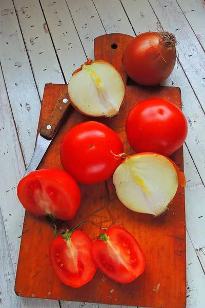 Tomate y cebolla — Foto de Stock