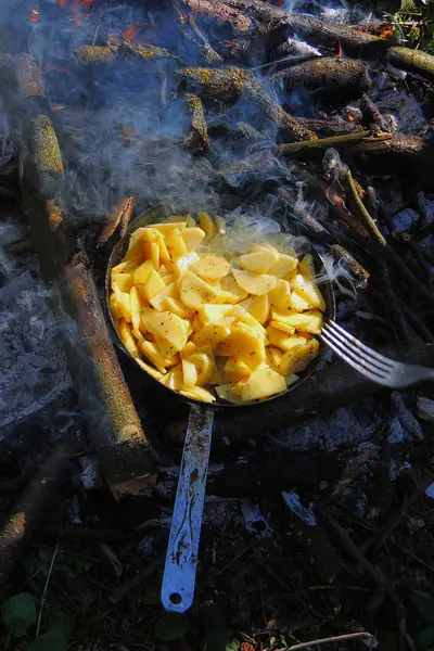 Pommes de terre rôties sur le feu — Photo