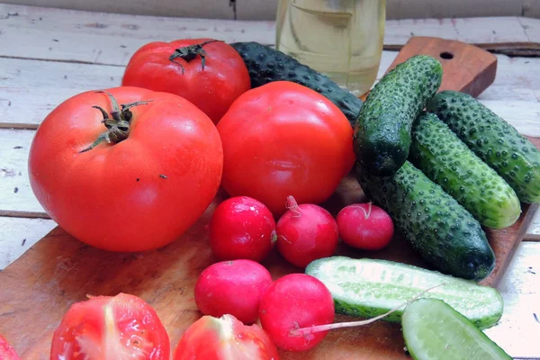 Tomato, radish and cucumber Royalty Free Stock Photos