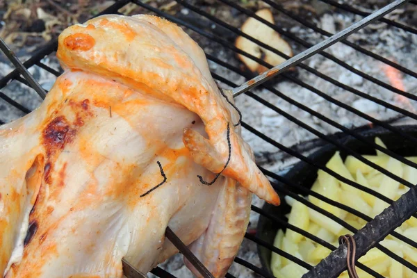 Poulet sur le feu — Photo