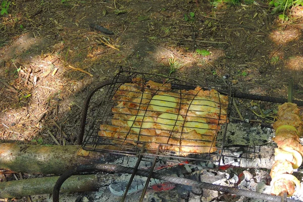 Poulet sur le feu — Photo