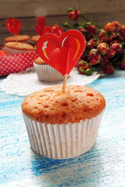 Cupcake och rose — Stockfoto