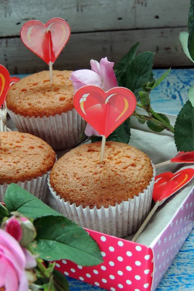 Cupcake och rose — Stockfoto