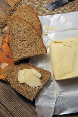 bread with butter. a sandwich