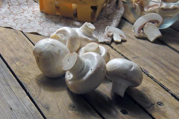 Funghi champignon da vicino — Foto Stock