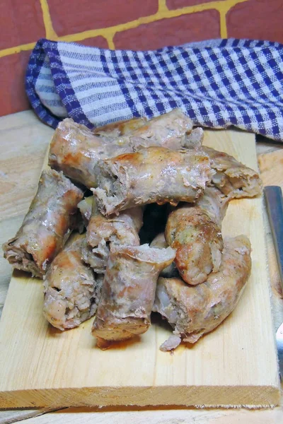 Salsicha frita caseira — Fotografia de Stock
