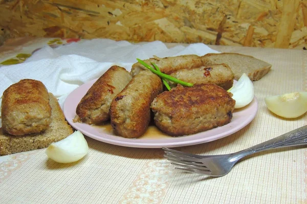 Costeletas Frango Kiev Com Folhas Salsa Comida Tradição Ucraniana — Fotografia de Stock