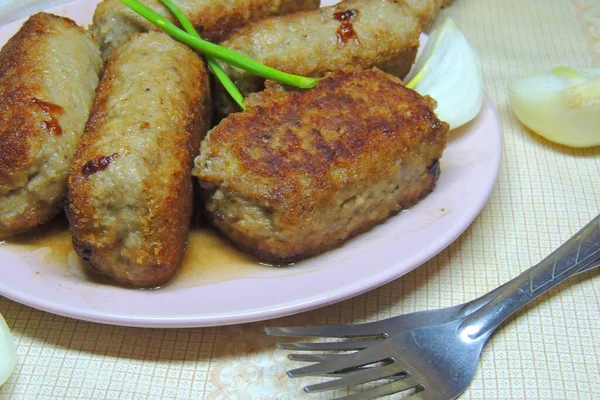 Côtelettes Poulet Kiev Aux Feuilles Persil Tradition Ukrainienne Nourriture — Photo