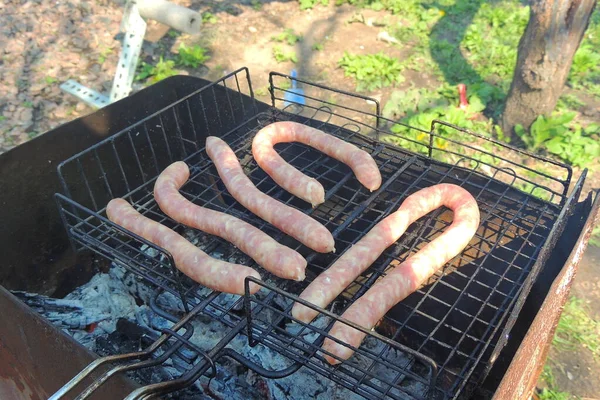 Cârnaţi Grătar Rug Tema Alimentară — Fotografie, imagine de stoc