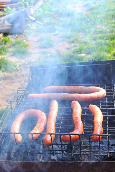 Saucisses Grillées Sur Bûcher Thème Alimentaire — Photo