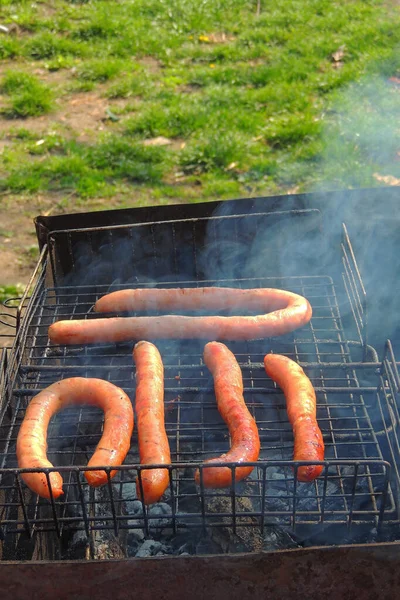 Grilled Sausages Stake Food Theme — Stock Photo, Image