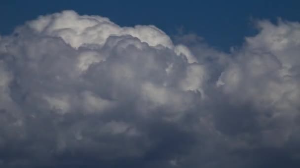 Временной поток облаков, движущихся в небе. Дневной, крупный план — стоковое видео