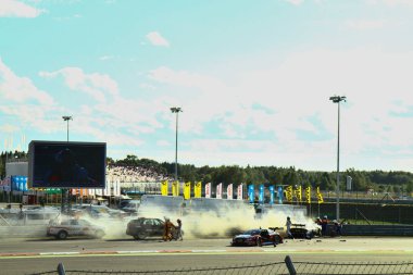 Moskova, Rusya - 29 Ağustos 2015: Olağanüstü aşamasında Porsche spor yarışması Moscow Raceway Dtm Race çerçevesinde.