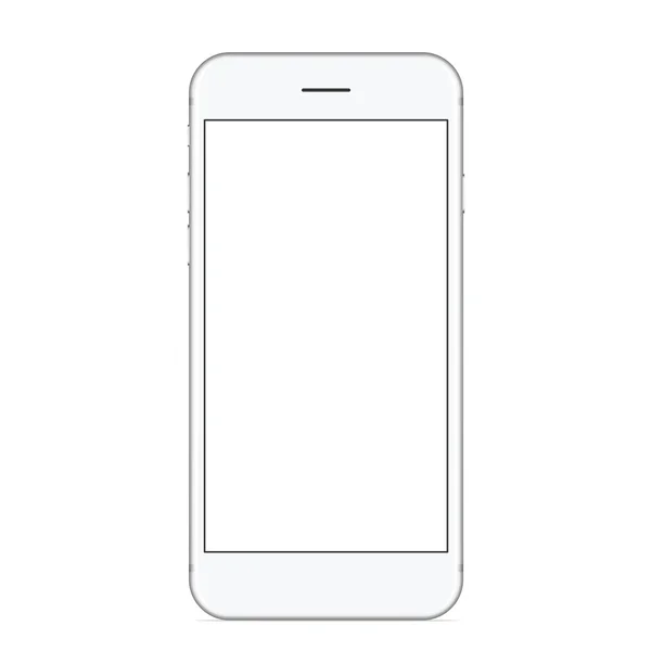 Mockup telefono colore bianco vista frontale su sfondo bianco — Vettoriale Stock