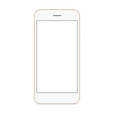 Beyaz arka planda, yeni telefon tasarımı altın renk vektör mockup telefon Önden Görünüm