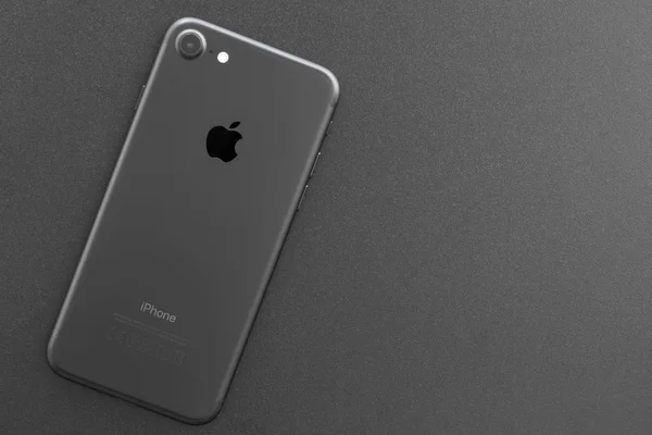 Iphone 7 matte black backside on top view — Stock Photo, Image