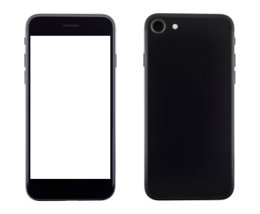 telefon ön ve arka görünümü beyaz arkaplanda izole edildi