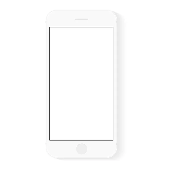 Witte vlakke telefoon wit scherm, vector tekening van moderne smartphone ontwerp — Stockvector