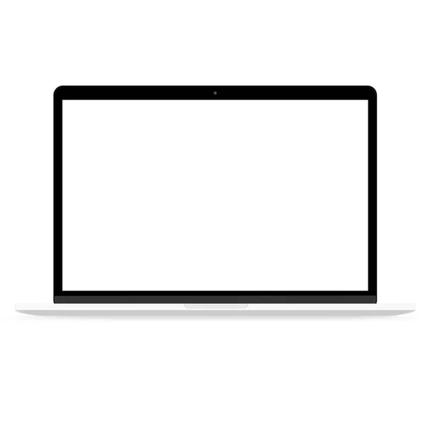 Laptop pc vector drawing flat design blank screen on white background — Stock Vector