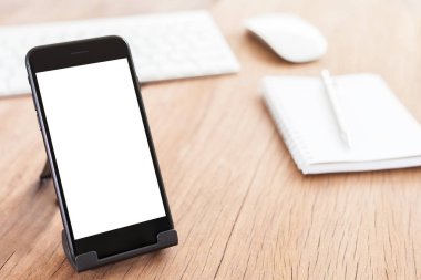 tutucu yakın çekim telefon mobil boş beyaz ekran