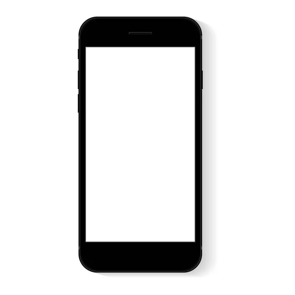 Pantalla blanca del teléfono plano negro, diseño moderno del teléfono inteligente del dibujo del vector — Archivo Imágenes Vectoriales