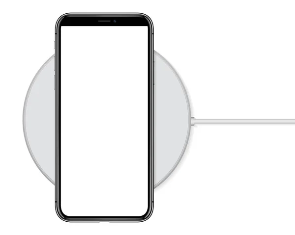 Telefoon Opladen Draadloze Oplader Vector Tekening Witte Achtergrond — Stockvector