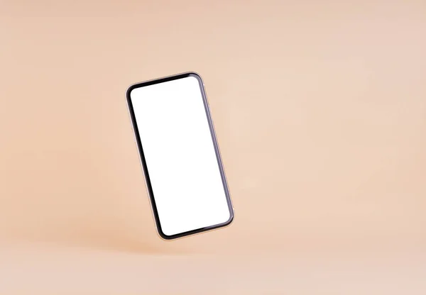 Pantalla en blanco del teléfono inteligente sobre fondo de color crema —  Fotos de Stock