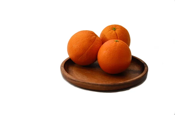 Oranges Wooden Plate — Stock Photo, Image