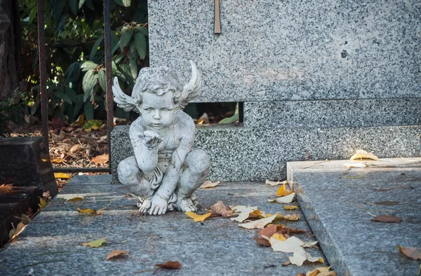 Stenas ängel i kyrkogården på en tom — Stockfoto