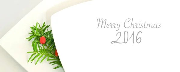 Banner de cartão de Natal 2016 com ramo decorativo — Fotografia de Stock