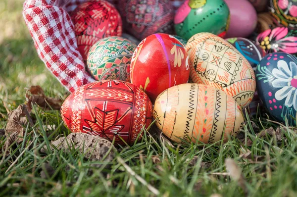 Dekoratif Paskalya yumurta çim açık — Stok fotoğraf