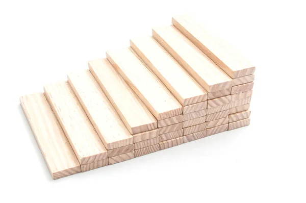 Escalera con pedazo de ladrillo de madera de construcción juego — Foto de Stock