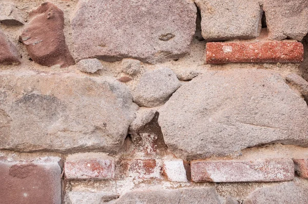 Oude rode baksteen en stenen muur textuur — Stockfoto