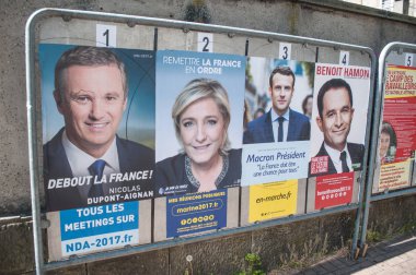 official campaign posters of political party leaders ones of the eleven candidates running in the 2017 French presidential election clipart