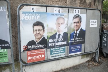 siyasi parti liderleri 2017 Fransa cumhurbaşkanlığı seçimleri çalışan on aday olanlar resmi kampanya posterleri