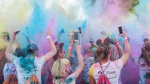 Colore Mulhouse 2017, the annual running of five kilometers with colored powder jets Royalty Free Stock Images