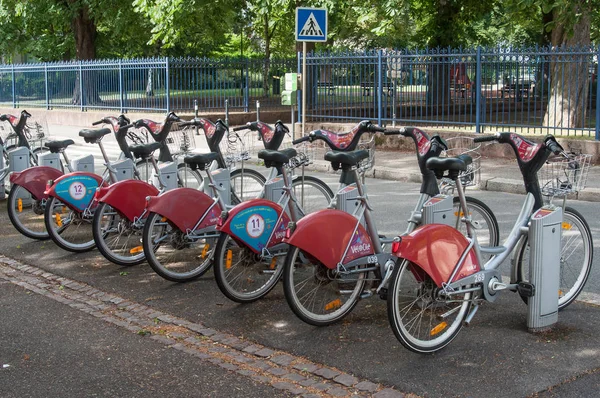 City bicycle vacation station in Mulhouse — Stock Photo, Image