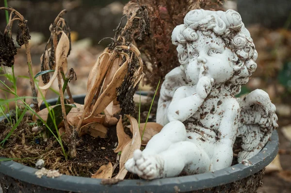 Estatua de ángel apedreado en el cementerio — Foto de Stock