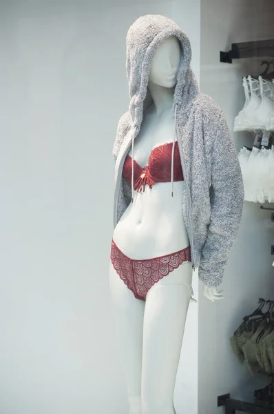red underwear in fashion store for women showroom