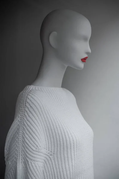 Pullover bianco sul manichino nello showroom del negozio di moda — Foto Stock