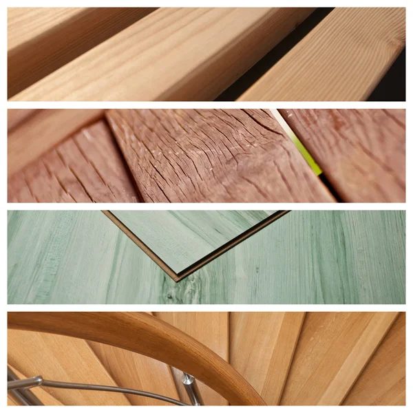 Wooden interior decoration collage — Stock Photo, Image