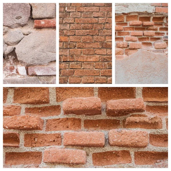 Old bricks texture collage — Stock Photo, Image