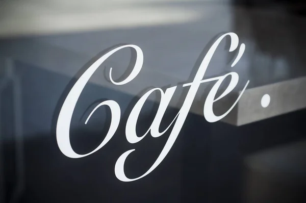 French coffee signage on window — Stock Photo, Image