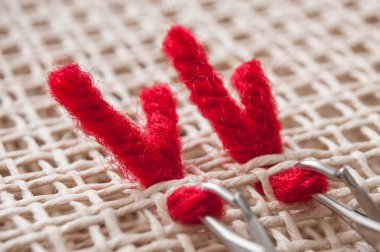  Tuval üzerine kırmızı yün tel ile yaratıcı eğlence 