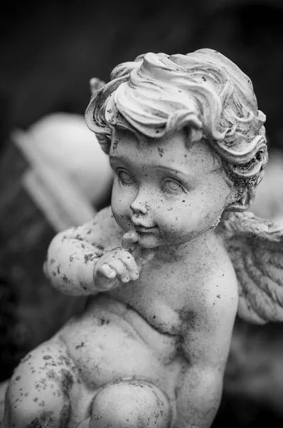 Stoned angel on tomb in cemetery Stock Image