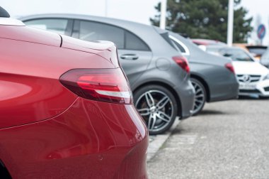 Mulhouse - Fransa - 30 Mart 2018 - arka vagona hizalama perakende perakende arka vagona uyum dan mercedes benz marka showroom