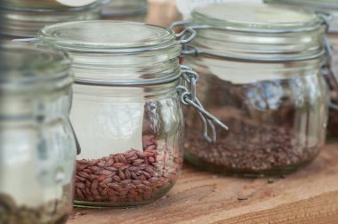  Cam kaplarda tahıl tohumları 