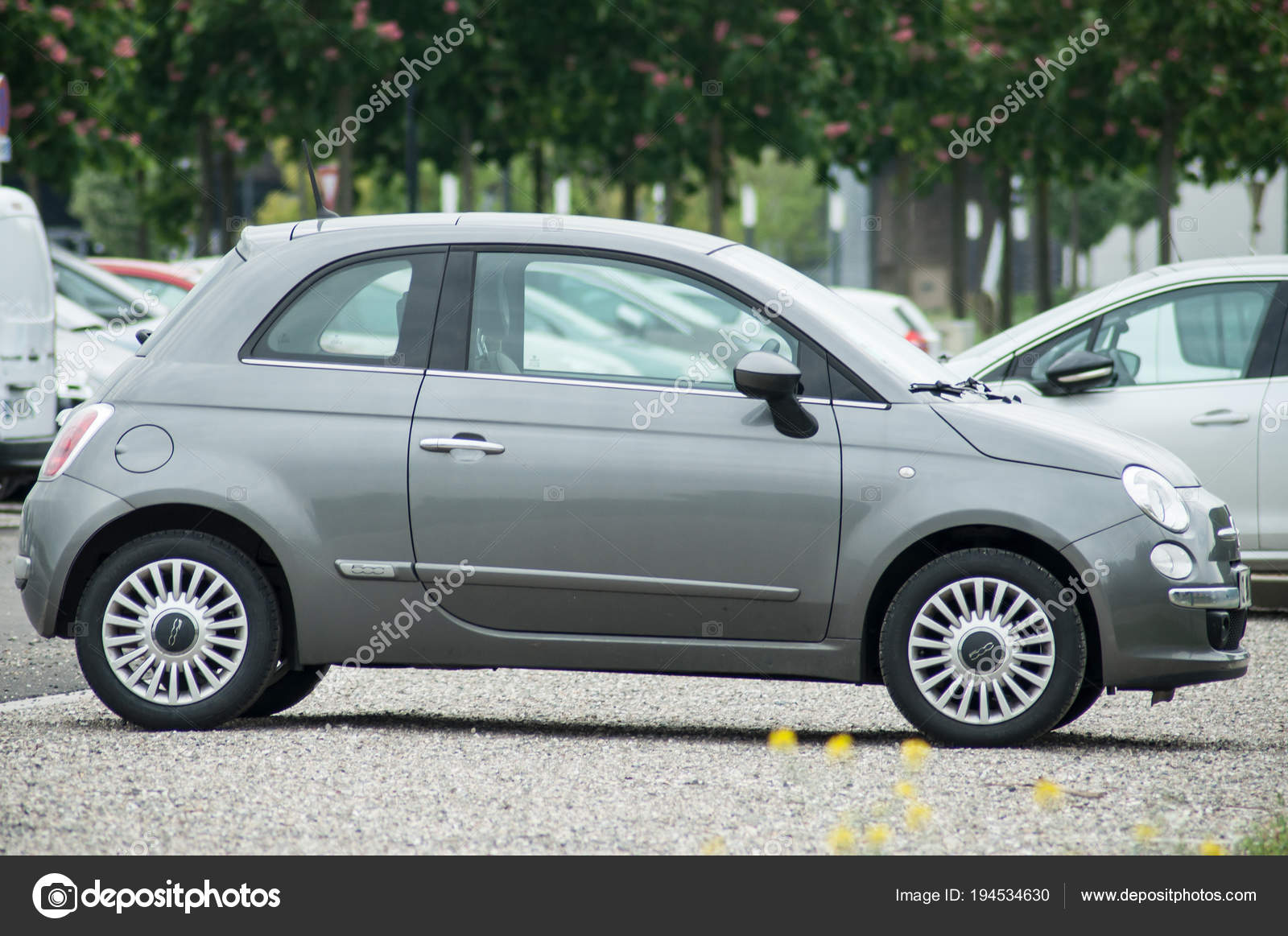 Grey Fiat 500 Parked In The Street Stock Editorial Photo