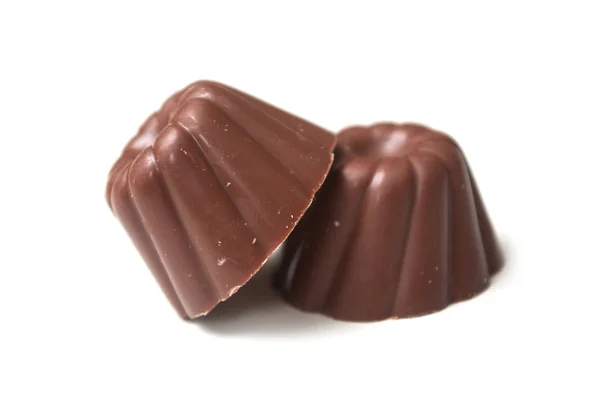 Closeup de dois chocolates em forma de kouglofs no fundo branco — Fotografia de Stock